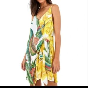 Farm Rio for Anthropologie Azalea Forest mini Wrap Dress size S